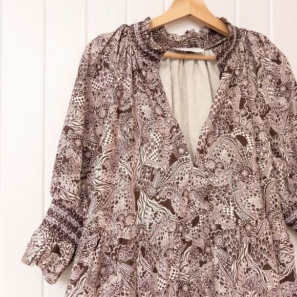 HYACINTH HOUSE Brown Floral Sawyer Mini Dress Size XL - Picture 3 of 9